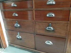 Newly fitted drawer handles in the kitchen of GER No. 5
