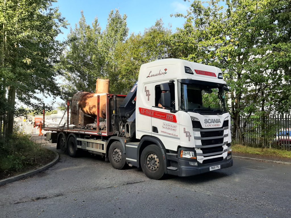 The hi-ab lorry setting off to Williton