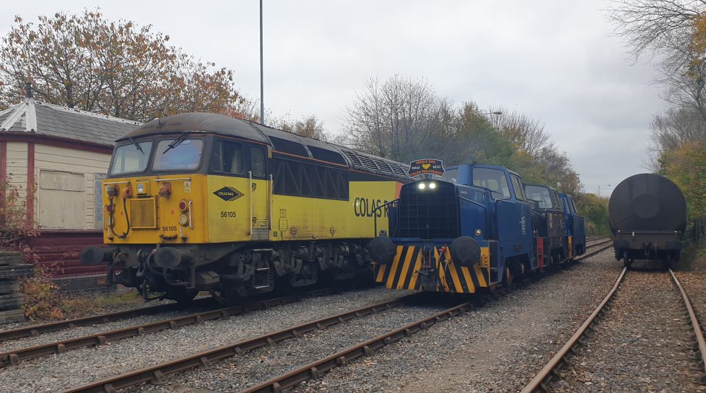 56 105 and the three Sentinels at exchange Sidings on 01.11.24