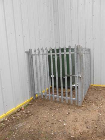 The completed security cage around the heating equipment