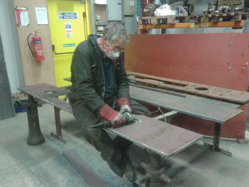 Keith finishing part of the new tender buffer beam for the Hall