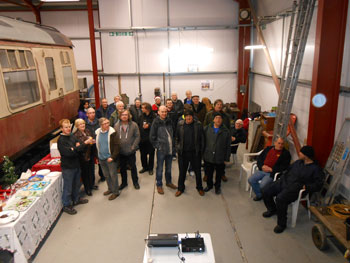 The sponsors and volunteers gathered for the shed warming